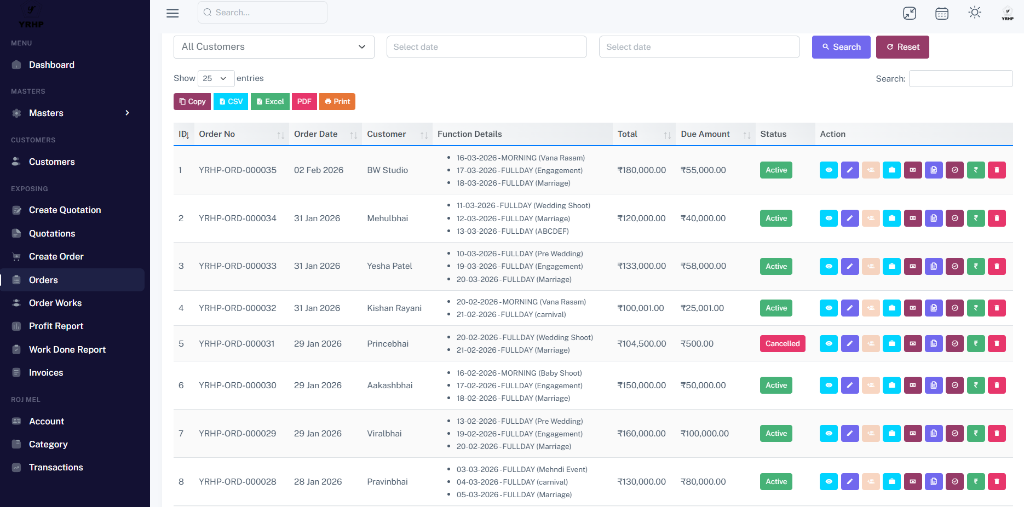 Order Management List
